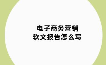 电子商务营销软文报告怎么写