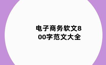 电子商务软文800字范文大全