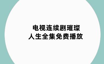 电视连续剧璀璨人生全集免费播放