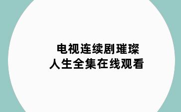 电视连续剧璀璨人生全集在线观看