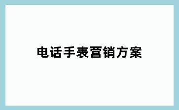 电话手表营销方案