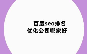 百度seo排名优化公司哪家好