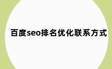 百度seo排名优化联系方式