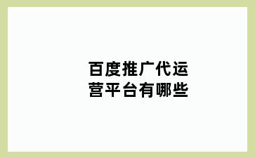 百度推广代运营平台有哪些