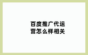 百度推广代运营怎么样相关