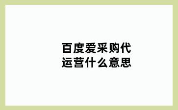 百度爱采购代运营什么意思