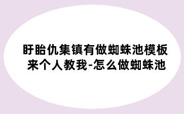 盱眙仇集镇有做蜘蛛池模板来个人教我-怎么做蜘蛛池