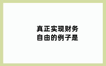 真正实现财务自由的例子是