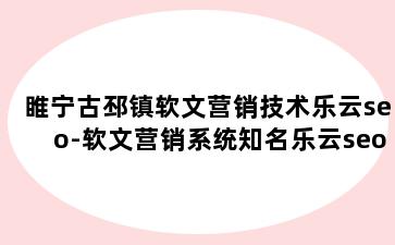 睢宁古邳镇软文营销技术乐云seo-软文营销系统知名乐云seo包成功