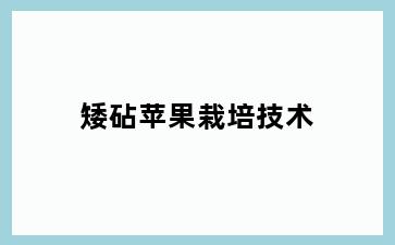 矮砧苹果栽培技术