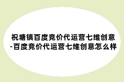 祝塘镇百度竞价代运营七维创意-百度竞价代运营七维创意怎么样