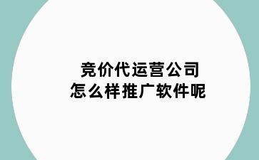 竞价代运营公司怎么样推广软件呢