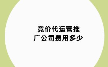 竞价代运营推广公司费用多少