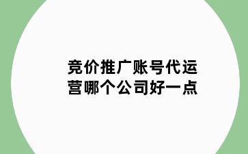 竞价推广账号代运营哪个公司好一点