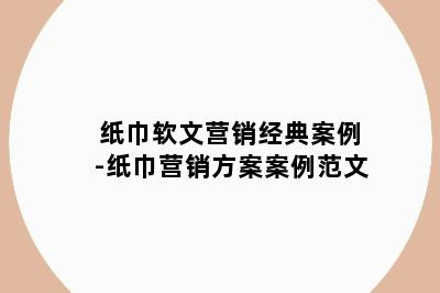 纸巾软文营销经典案例-纸巾营销方案案例范文