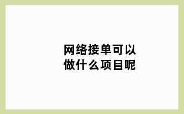 网络接单可以做什么项目呢