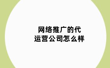 网络推广的代运营公司怎么样