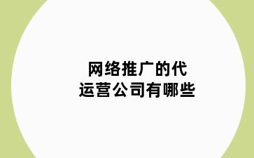 网络推广的代运营公司有哪些