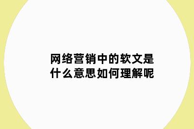 网络营销中的软文是什么意思如何理解呢