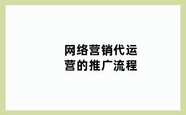 网络营销代运营的推广流程