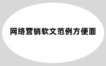 网络营销软文范例方便面