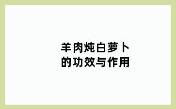 羊肉炖白萝卜的功效与作用