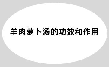 羊肉萝卜汤的功效和作用