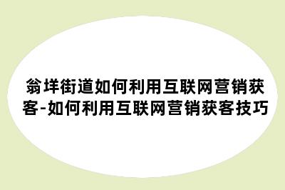 翁垟街道如何利用互联网营销获客-如何利用互联网营销获客技巧