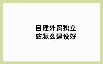 自建外贸独立站怎么建设好