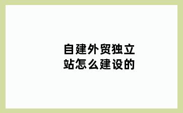 自建外贸独立站怎么建设的