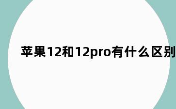 苹果12和12pro有什么区别