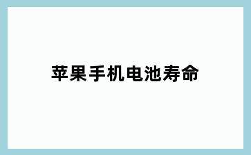 苹果手机电池寿命