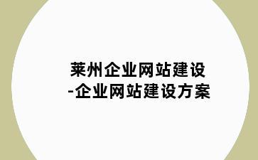 莱州企业网站建设-企业网站建设方案