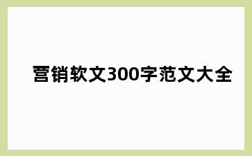 营销软文300字范文大全