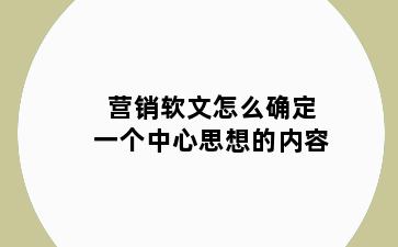 营销软文怎么确定一个中心思想的内容