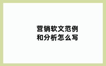 营销软文范例和分析怎么写