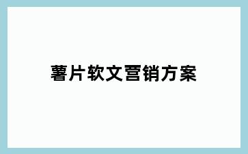 薯片软文营销方案