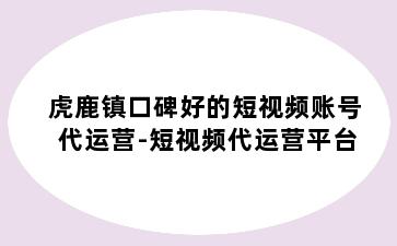 虎鹿镇口碑好的短视频账号代运营-短视频代运营平台