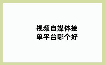 视频自媒体接单平台哪个好