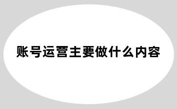 账号运营主要做什么内容