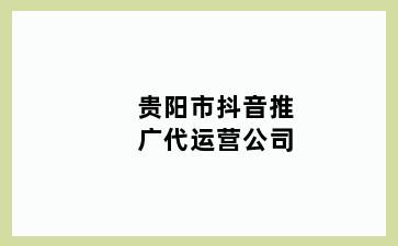 贵阳市抖音推广代运营公司