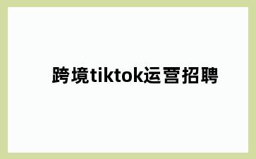 跨境tiktok运营招聘