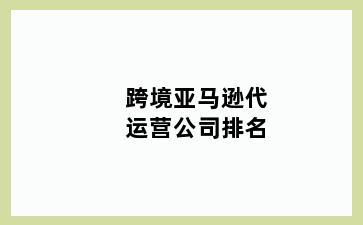 跨境亚马逊代运营公司排名