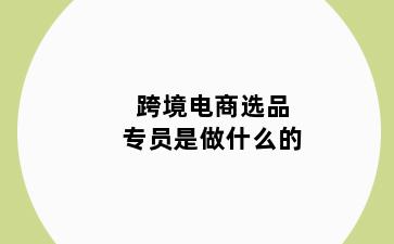 跨境电商选品专员是做什么的