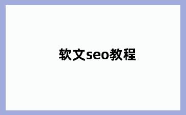 软文seo教程