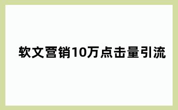 软文营销10万点击量引流