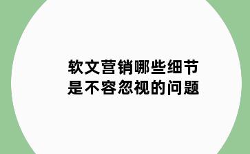 软文营销哪些细节是不容忽视的问题