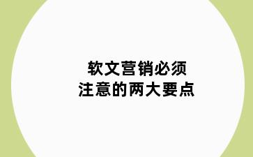 软文营销必须注意的两大要点