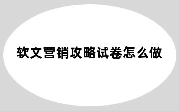 软文营销攻略试卷怎么做