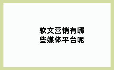 软文营销有哪些媒体平台呢